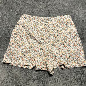 White and Orange Athletic Shorts with Elastic Waistband